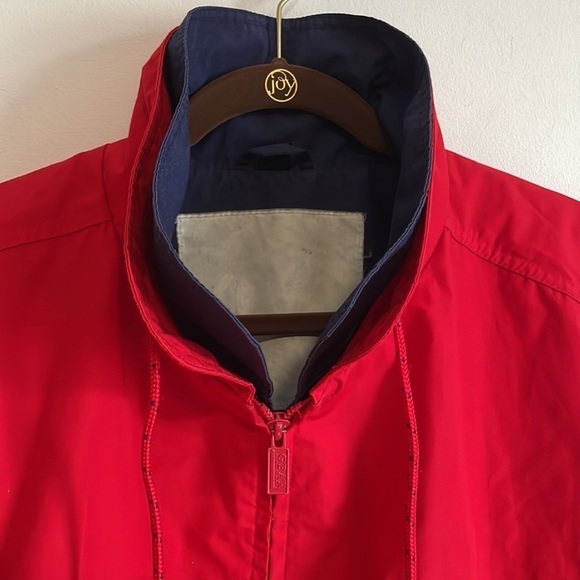 VTG 90s Jacket Gear Sports Boating Large Red Navy Blue Long Sleeve Windbreaker - Picture 6 of 14